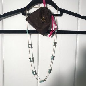 New Kate Spade Gold and Blue Bow Necklace